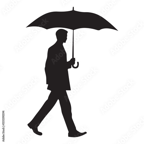 Man with umbrella silhouette