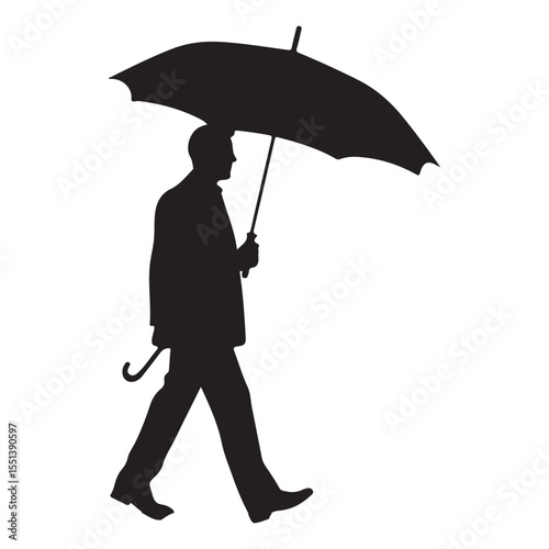 Man with umbrella silhouette