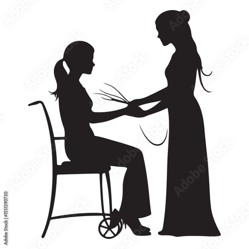 Nurse helping patient silhouette