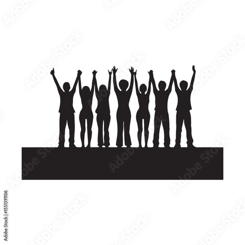 Group of people cheering arms silhouette