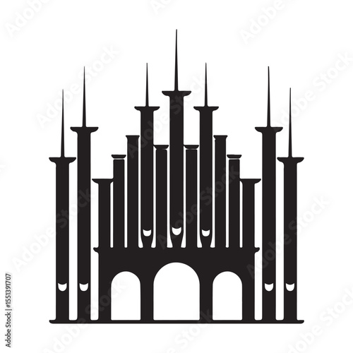 Pipe organ with pipes silhouette