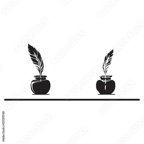 Quill pen in ink pot silhouette