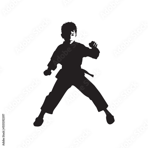 Taekwondo kid silhouette