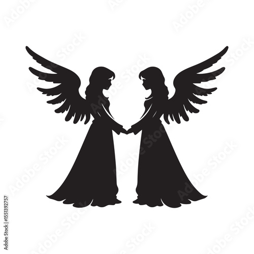 Twin angel silhouettes silhouette