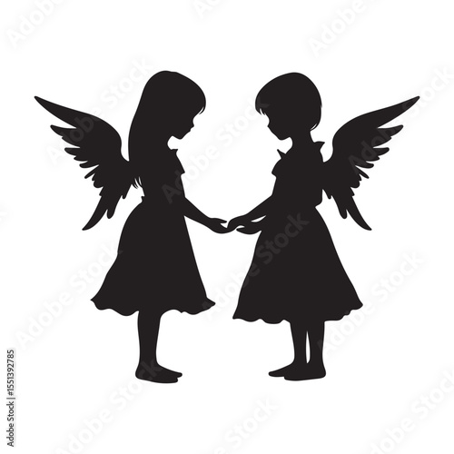 Twin angel silhouettes silhouette