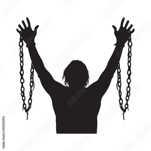 Two hands breaking chains silhouette