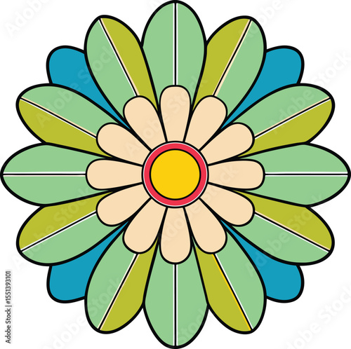 Geometric Flower: A meticulously crafted geometric flower, a symphony of color and design, radiates a sense of beauty and harmony in a studio-lit environment.