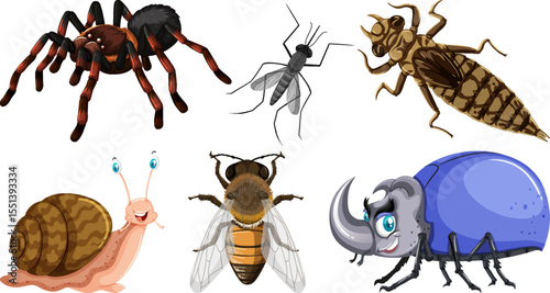 Collection of diverse insect illustrations featuring a variety of species and vibrant colors for design projects