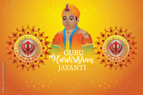 Happy guru harikrishan jayanti celebration card