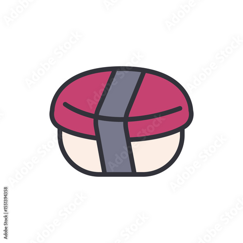 Isolated Cartoon Sushi With Tuna Topping Ready To Eat Delicious