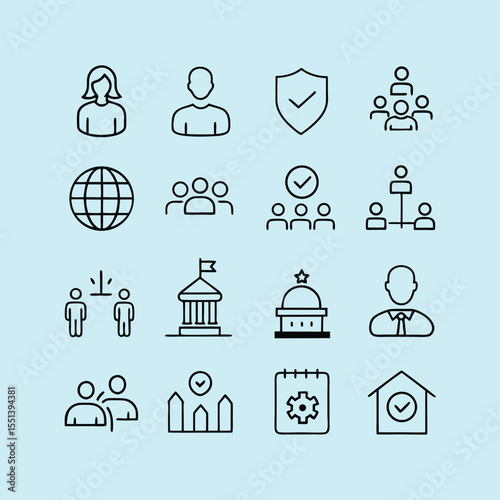 social governance line icons vector set.