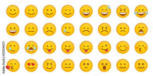 Emoticon colored vector set isolated on white background. Emoji vector. Emoticon Icons. Expression icon.