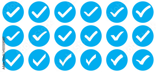Check box icon with correct, accept checkmark icons tick box checked. Approve symbol. Check mark icon vector design. Blue check mark icon. Blue tick symbol. Vector check icon