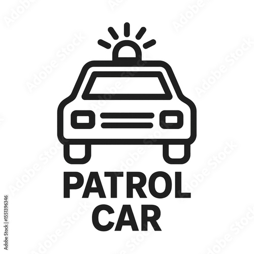 Patrol car  Icon with emergency flashers on top 