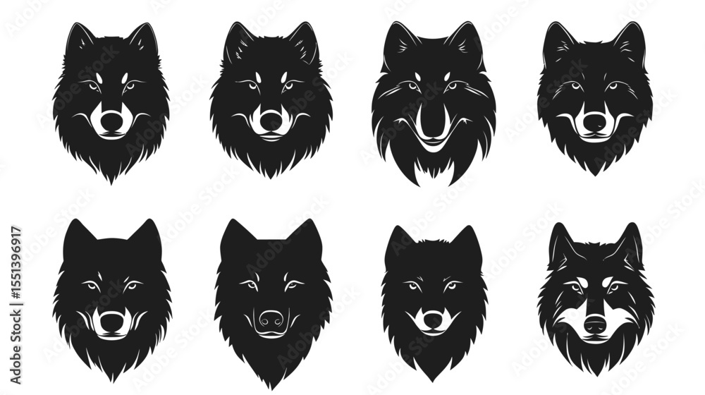 Fototapeta premium Black Wolf Face Silhouette – Fierce Animal Vector Art in Bold Profile