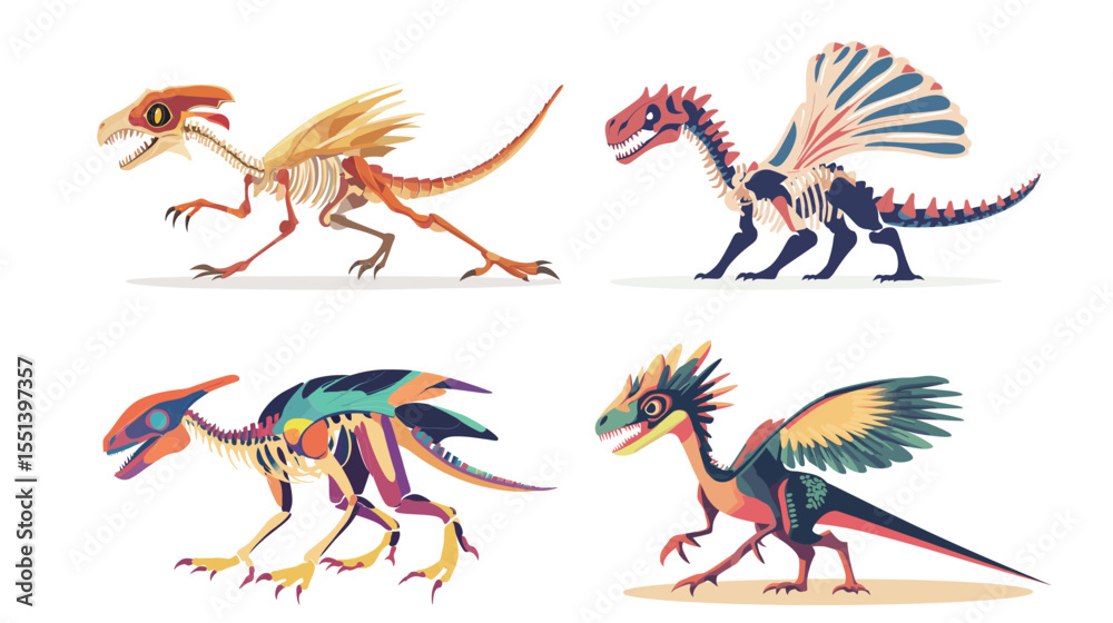 Fototapeta premium Detailed Skeleton Illustration of Dilophosaurus – Cool Prehistoric Dinosaur Design