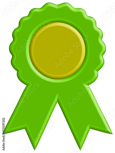 Green Award Ribbon Medallion - Blank Achievement Badge
