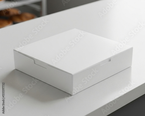 Blank Pie Box Mockup On Bakery Counter