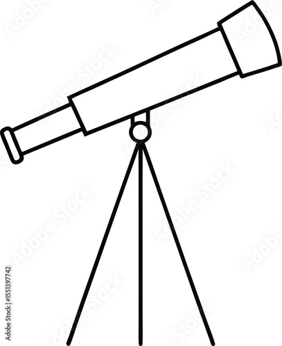 telescope icon line art vector illustration on transparent background	
