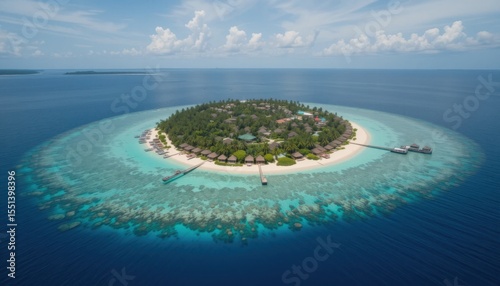 Aerial View of a Small Tropical Island