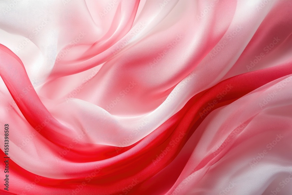 Fototapeta premium Vibrant red fabric waves with flowing texture and light reflections