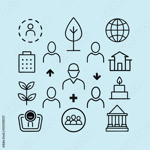 social governance line icons vector set.