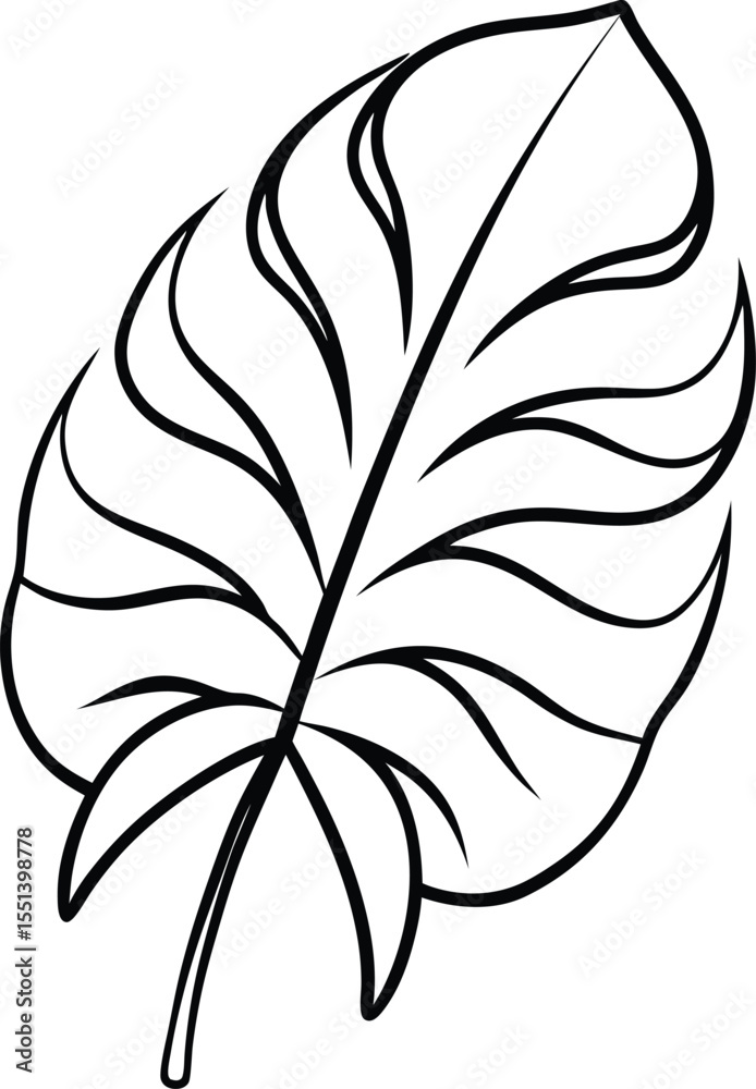 Obraz premium tropical leaf icon line art vector illustration on transparent background 