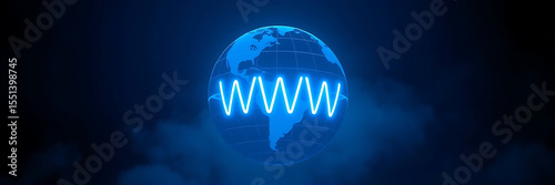 Globe with WWW Text – Internet and Web Network Concept with Digital Technology Background and Copy Space

