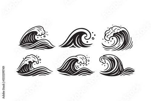 wave vector illustration collection. Suitable for logos, outdoor designs, stickers and t-shirt designs