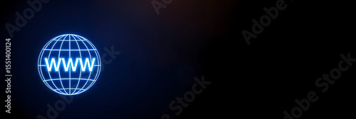 Globe with WWW Text – Internet and Web Network Concept with Digital Technology Background and Copy Space


