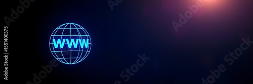 Globe with WWW Text – Internet and Web Network Concept with Digital Technology Background and Copy Space

