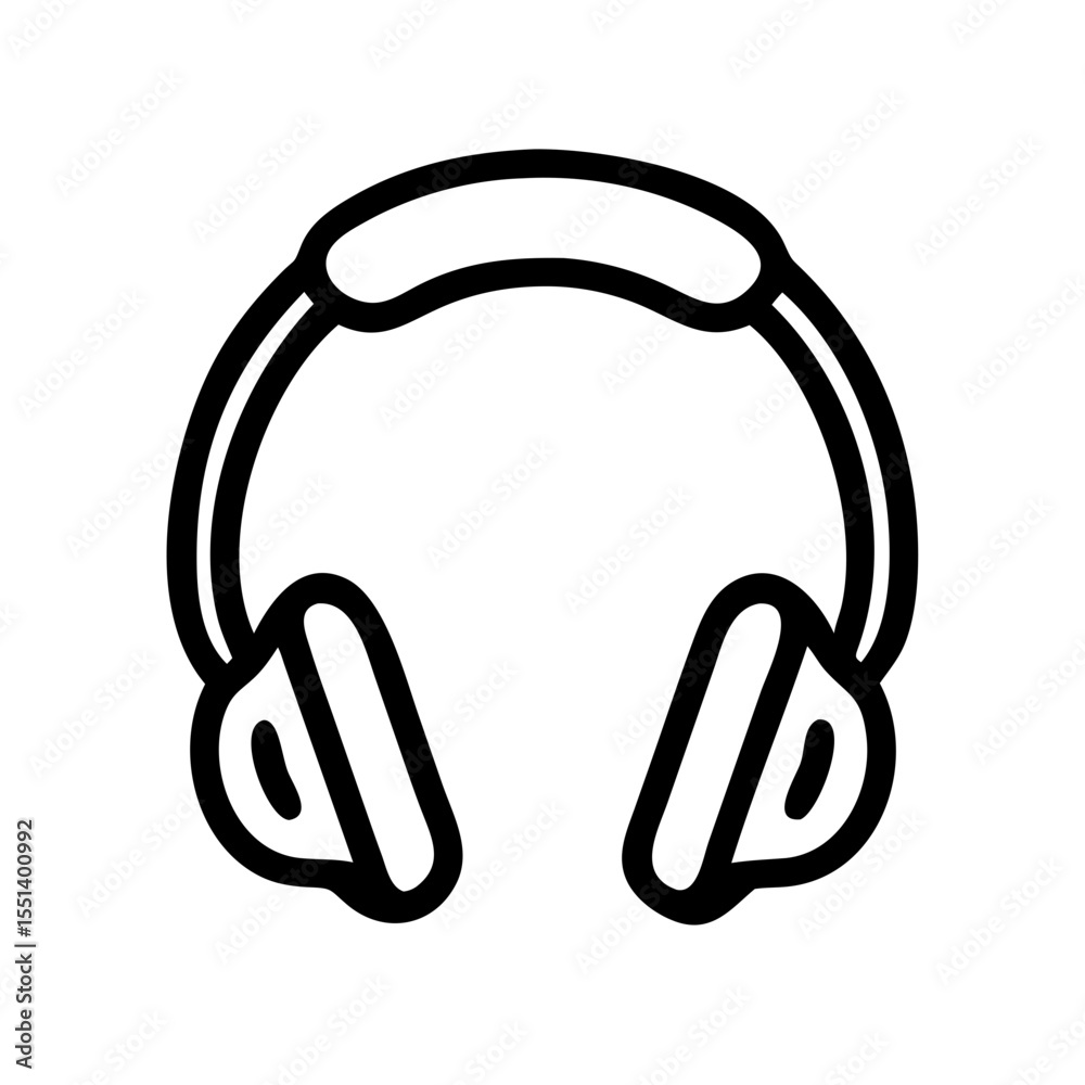 Headphones icon in minimalist line art style for music and audio Headphones icon in minimalist line art style for music and audio