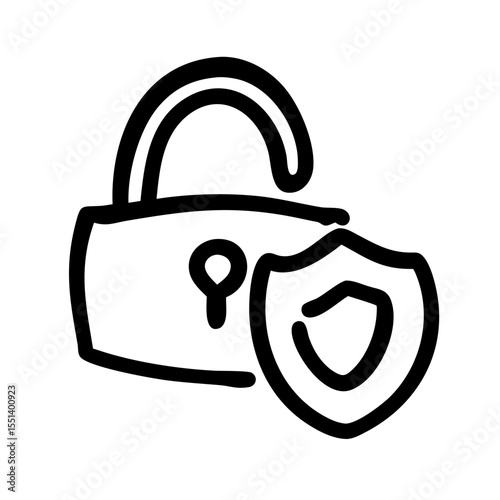 Secure padlock icon with shield symbolizing protection and safety  