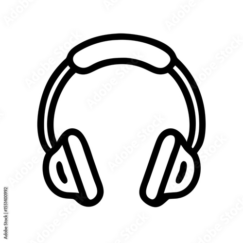 Headphones icon in minimalist line art style for music and audio  