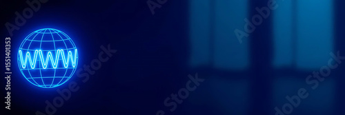 Globe with WWW Text – Internet and Web Network Concept with Digital Technology Background and Copy Space

