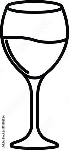 wine glass icon line art vector illustration on transparent background	
