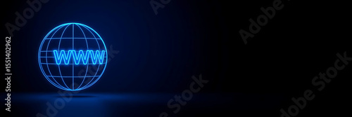 Globe with WWW Text – Internet and Web Network Concept with Digital Technology Background and Copy Space

