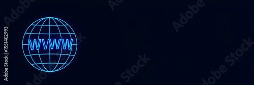 Globe with WWW Text – Internet and Web Network Concept with Digital Technology Background and Copy Space

