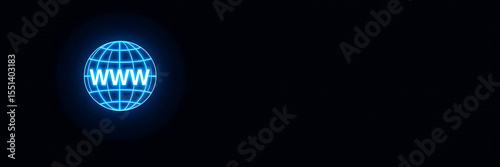 Globe with WWW Text – Internet and Web Network Concept with Digital Technology Background and Copy Space

