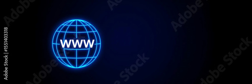Globe with WWW Text – Internet and Web Network Concept with Digital Technology Background and Copy Space

