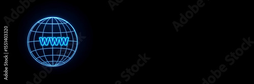 Globe with WWW Text – Internet and Web Network Concept with Digital Technology Background and Copy Space

