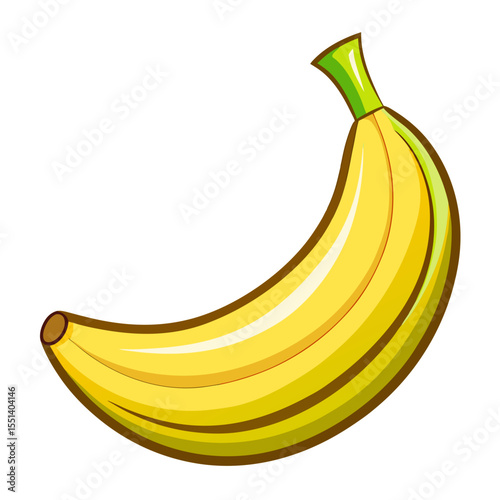 Stylized Yellow Banana Vector Art Isolated on White