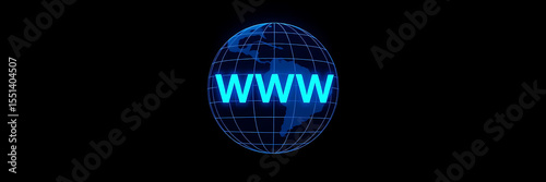 Globe with WWW Text – Internet and Web Network Concept with Digital Technology Background and Copy Space

