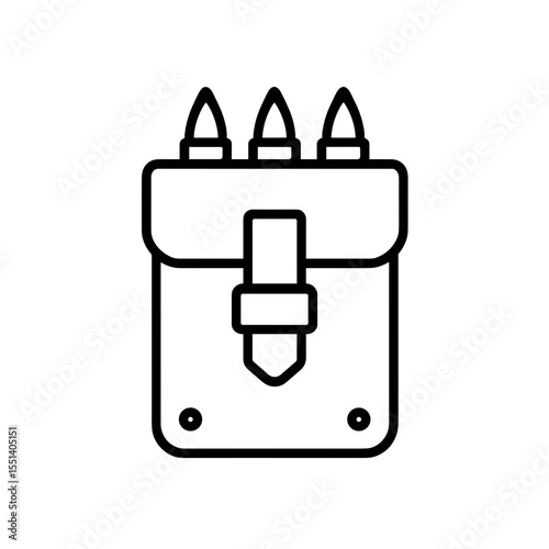Ammunition pouch icon outline style representing bullet carrying field gear