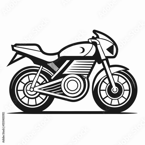 Classic Motorcycle Illustration in Black and White Side