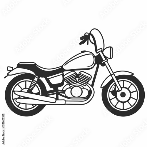 Simple Black and White Motorcycle Illustration Side view