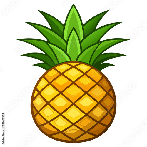 Modern Pineapple Fruit Vector Art Isolated on White