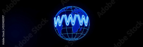 Globe with WWW Text – Internet and Web Network Concept with Digital Technology Background and Copy Space

