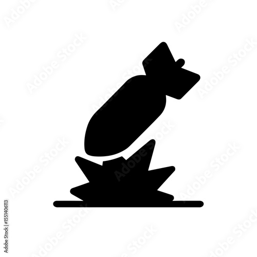 Falling bomb icon filled style representing explosion and military airstrike