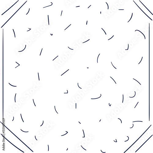 Texture with lined corners and with hair and lines scattered across the canvas.